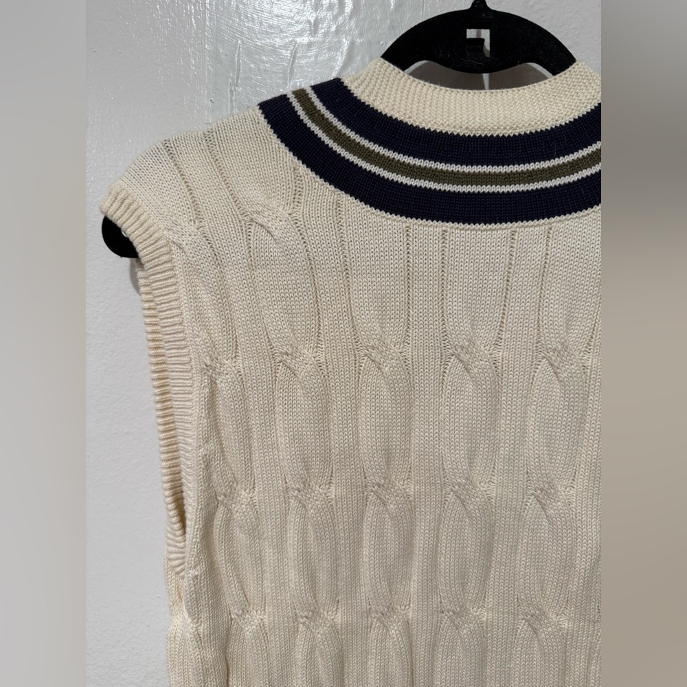 Rag & Bone Cream Cable Knit Cotton V-neck Sweater Vest - Picture 6 of 6